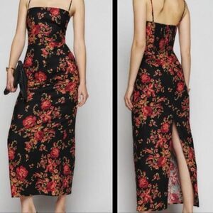 Reformation Frankie Linen in Admire Black Red Floral 2 NEW $248